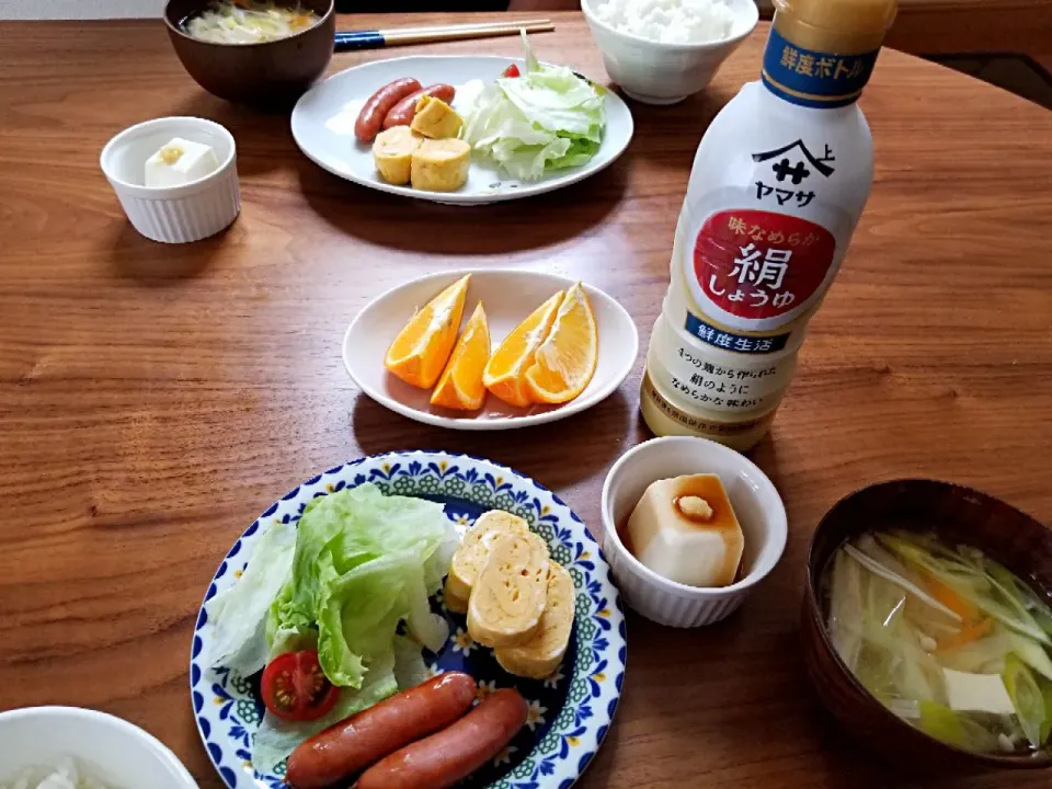 きぬ醤油で冷奴な朝ごはん|misuzvさん