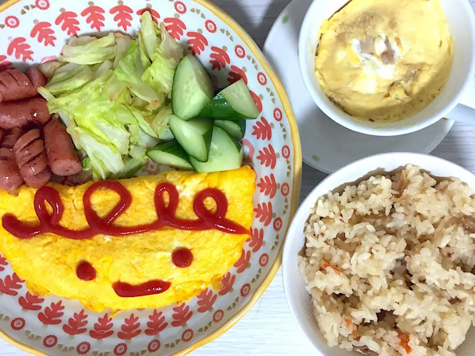 オムレツ、茶碗蒸し（もどき）、炊き込みご飯|saaya🔰さん