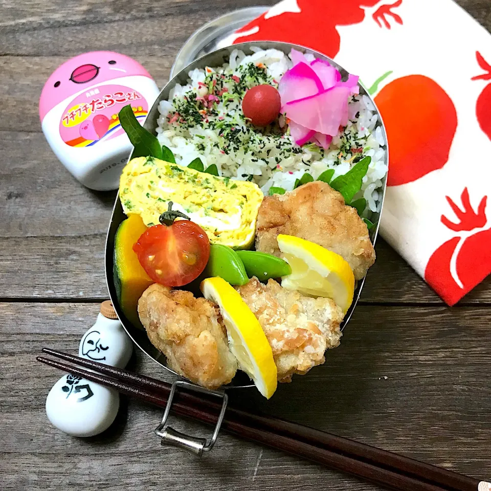 Snapdishの料理写真:今日の自分お弁当🍱
鶏塩唐揚げ弁当ー😊|mihooobuuさん