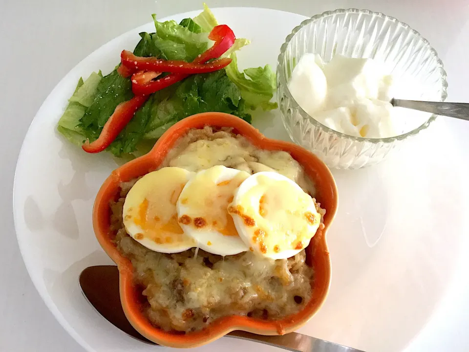 朝ごはんもカレーリメイク♡ドリア風|くーさんさん