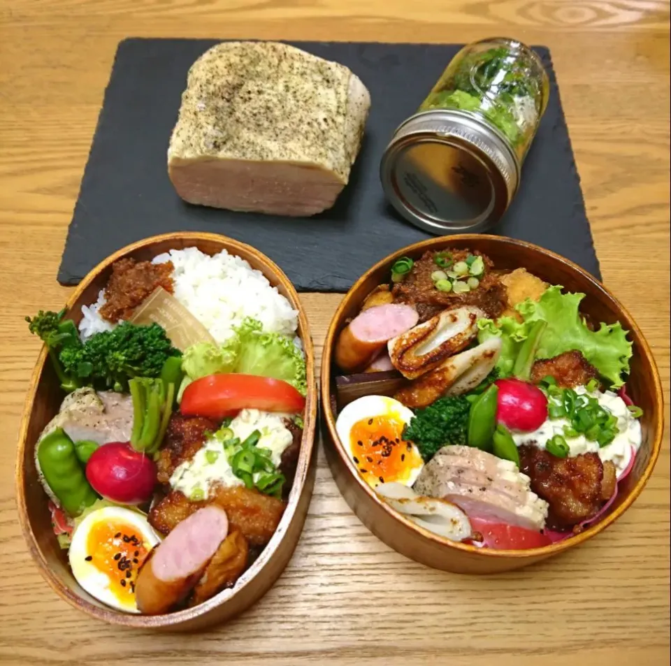 Snapdishの料理写真:『120℃低温ローストポークと残り物お弁当』|seri-chanさん