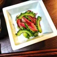 Snapdishの料理写真:日本酒に合う！
ゴーヤとミョウガの甘酢漬け|M♨︎Gさん