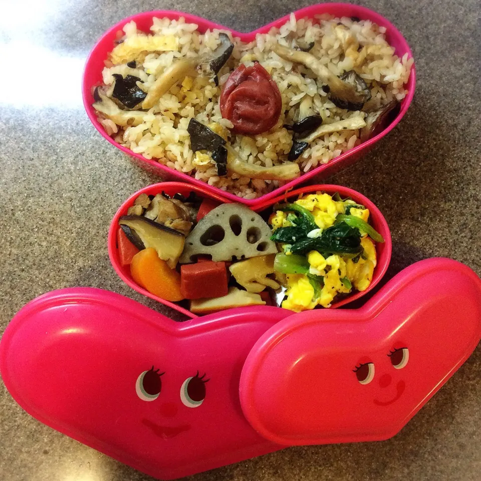 Snapdishの料理写真:ご飯1合弁当 ひらたけと油揚げの炊き込みご飯 2018.5.2|キラ姫さん