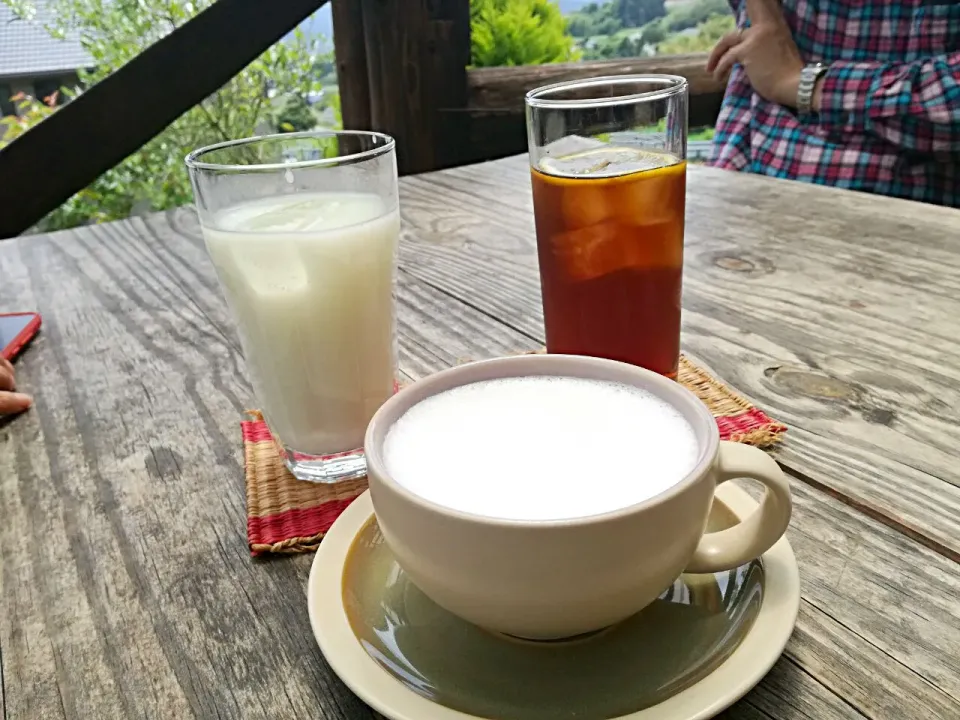 Snapdishの料理写真:葛城　山の上のカフェ　ラッテたかまつ
ホットミルク🐮ホエードリンク🐮レモンティ|korinoさん