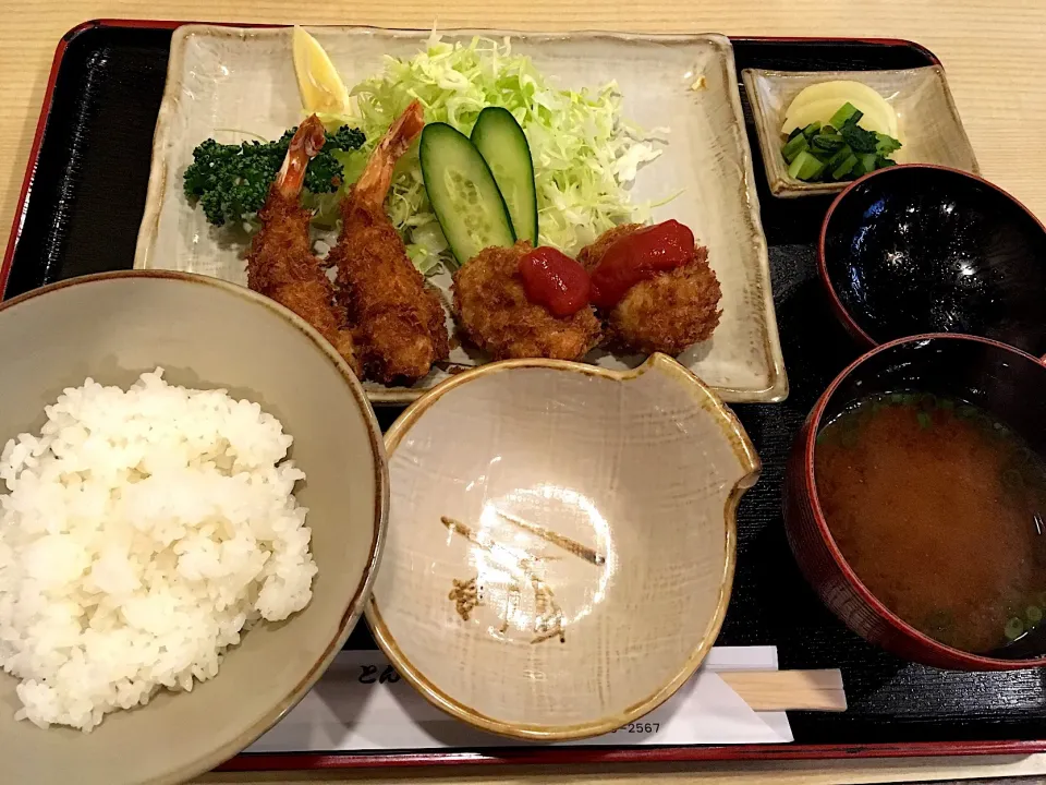 海老・コロッケミックス定食|こいちさん