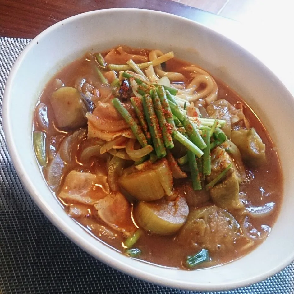 mi_neneco♪さんの料理 厚切りのステーキ椎茸と新玉葱、豚バラのカレーうどん|mi_neneco♪さん