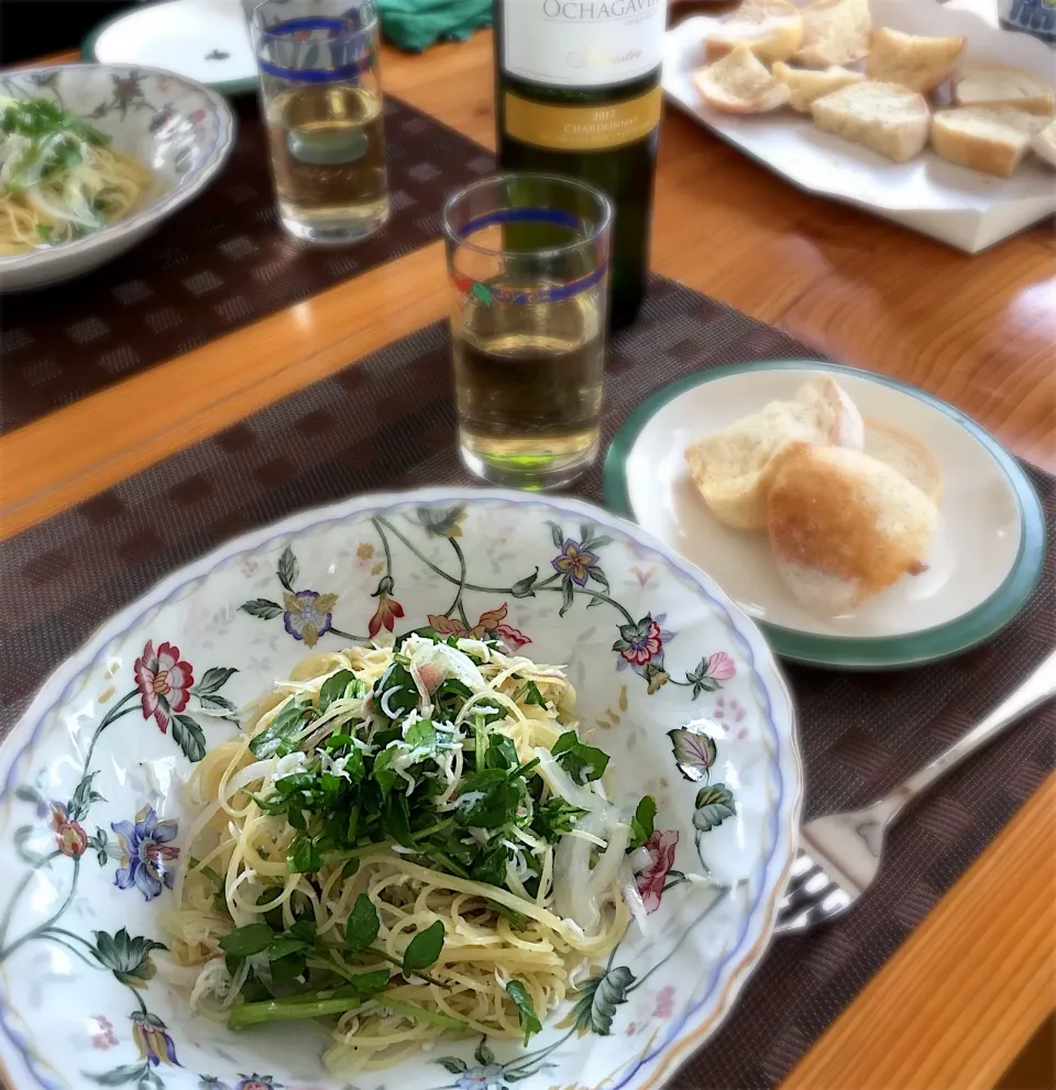 採れたてクレソンとシラスの冷製カッペリーニ❤️|あけさんさん