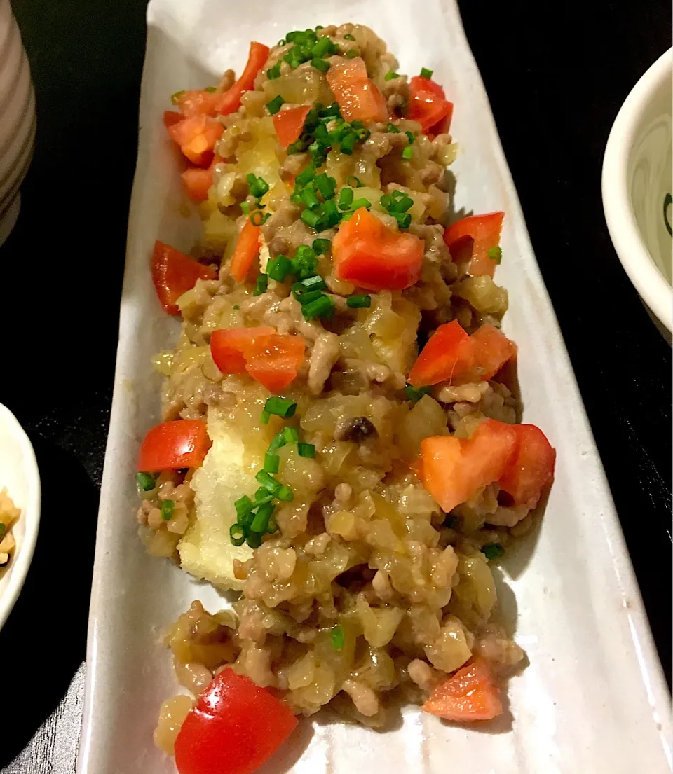 揚げ豆腐のトマト味噌ひき肉がけ|笑花☺︎さん