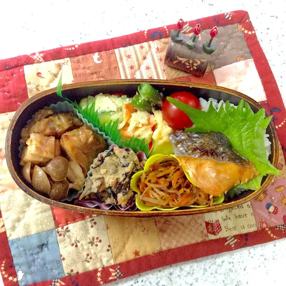 Snapdishの料理写真:今日のお弁当😊 #夫弁当  #わっぱ弁当 #地味弁|naonaomimichanさん