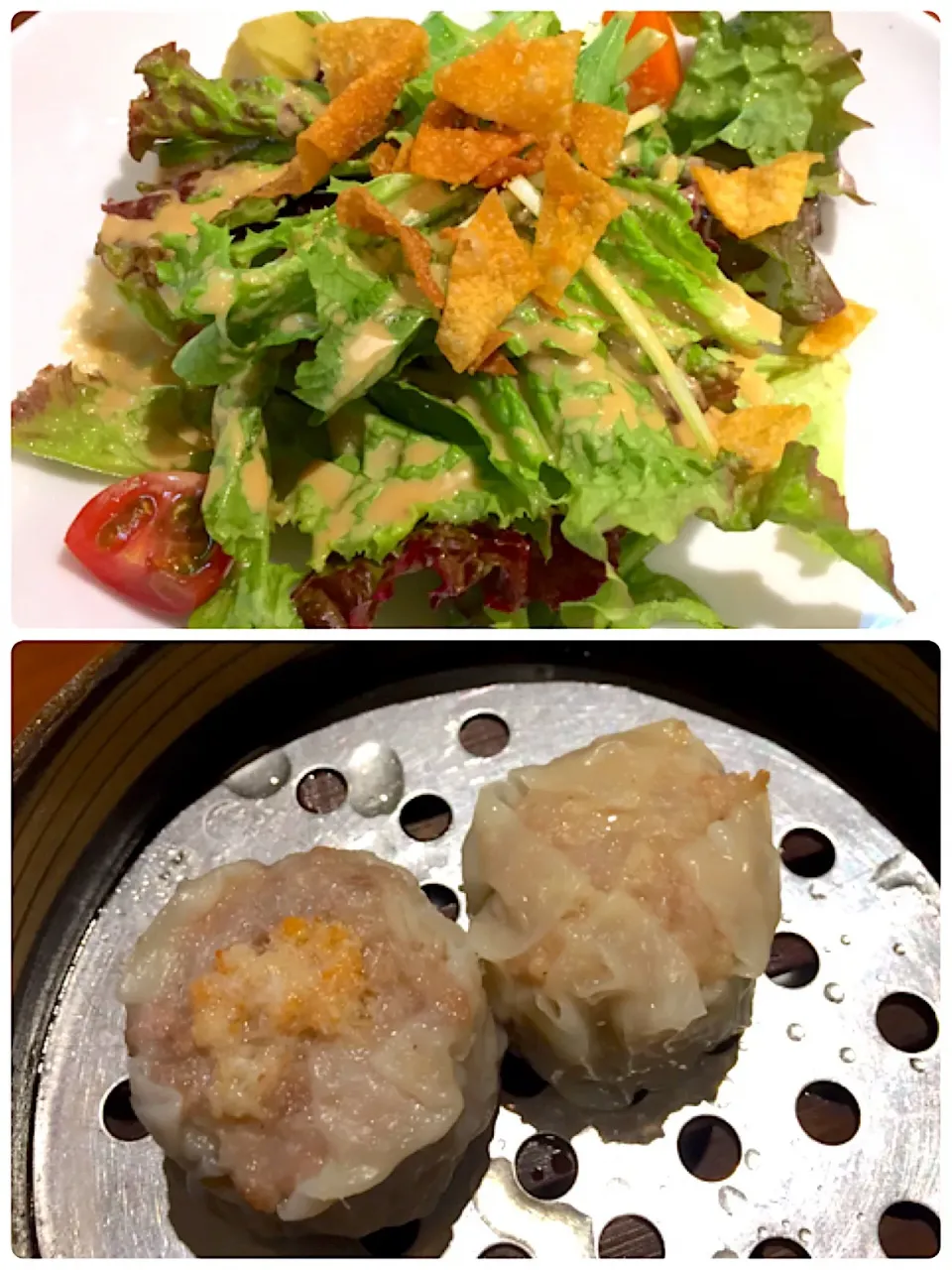 ミニ味市場サラダ、点心2種/焼売（麺粥ランチセット）@ASIAN FRENCH DINING 味市大和田本店（大和田）|Kazuya Miyukiさん