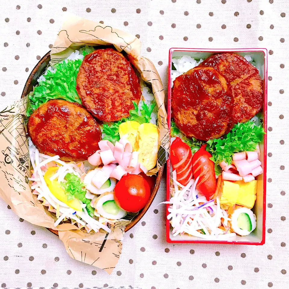 Snapdishの料理写真:JK姉妹のハンバーグ弁当|mamacatさん