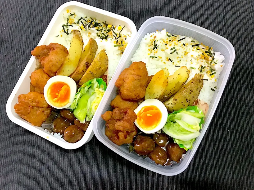 唐揚げとノンフライポテトの弁当|mettiさん