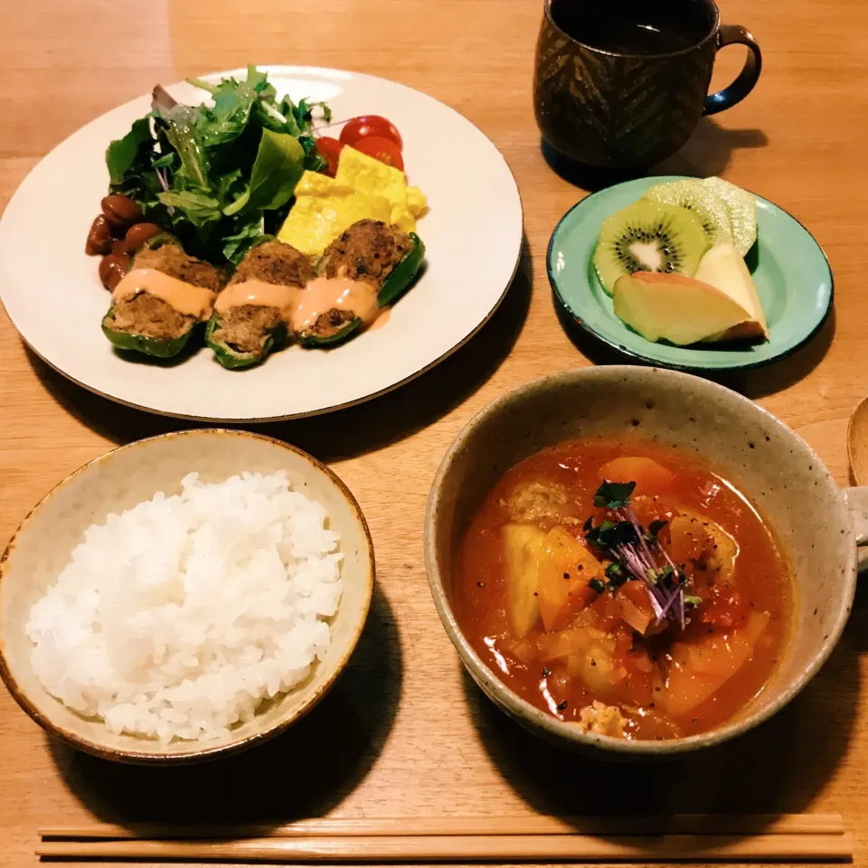 Snapdishの料理写真:#ピーマンの肉詰め|hibi_apeさん