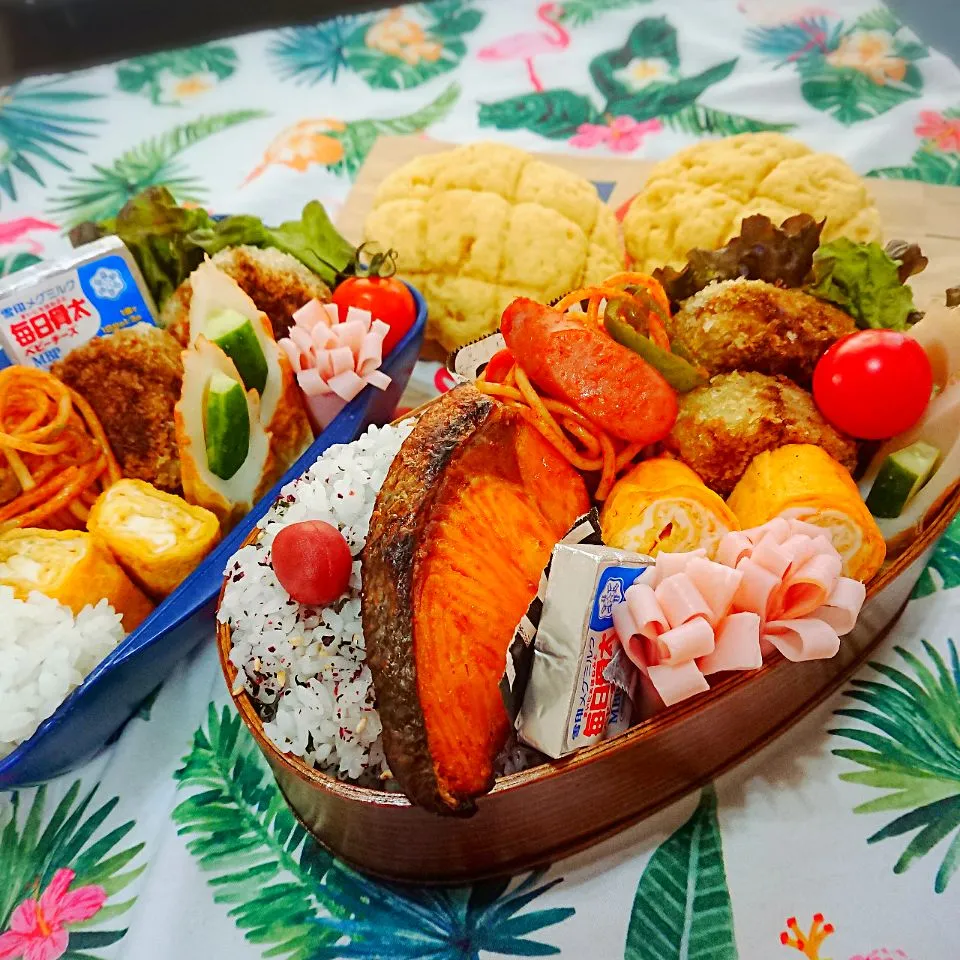 男子高校生と女子専門生のお弁当|𓇼𓆉𝓜𝓪𝓶𝓲𓆉𓇼さん