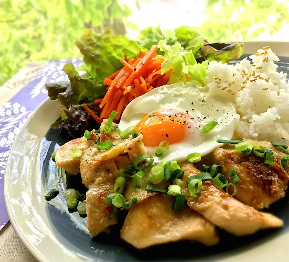 昼ごはん 鶏胸肉の味噌漬け焼ワンプレート|砂雪さん