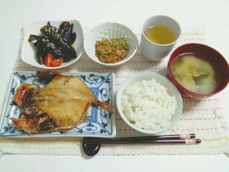 Snapdishの料理写真:金目の干物&茄子焼きのしょうが醤油浸け|mikaさん