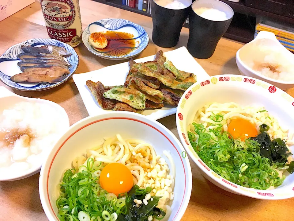 釜揚げうどんと、竹輪の磯辺揚げ♪|かおちゃんさん