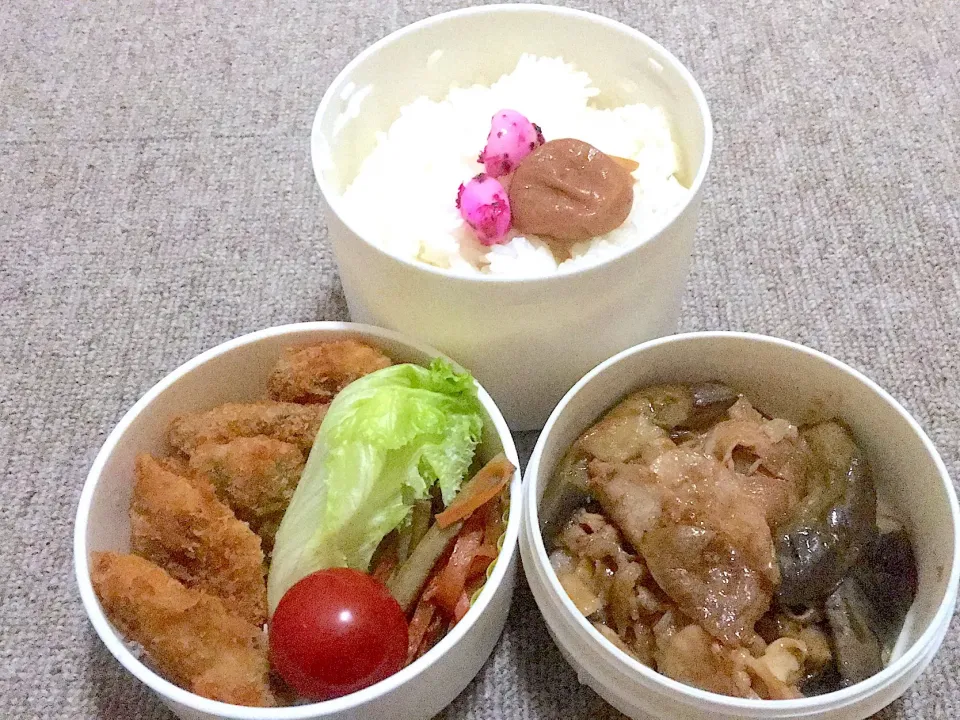 Snapdishの料理写真:晩御飯(*´∀｀*)旦那ちゃん弁当(๑˃̵ᴗ˂̵)|ちゃびきゅさん