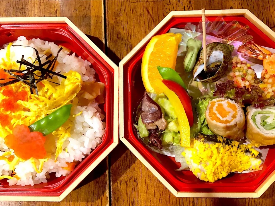 Snapdishの料理写真:#笑寅 #お弁当 #バイ貝旨煮#鰆#豚ロース巻き#木の芽和え|愛ママさん