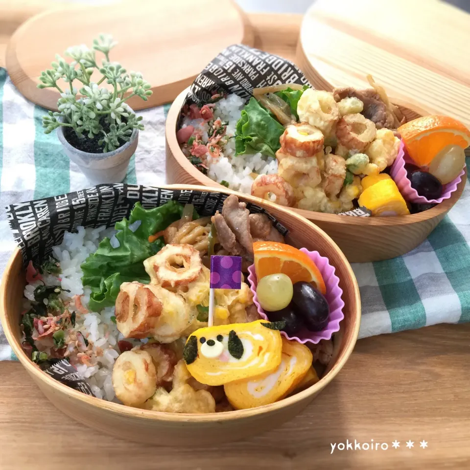 Snapdishの料理写真:竹輪天ぷら&チンジャオロース弁当♩|yokkoiroさん