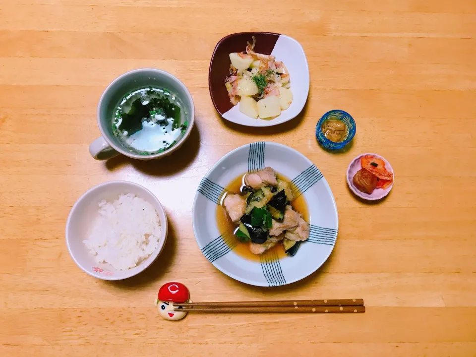 鶏肉と茄子のおろし揚げ浸し                                                      ベーコンとじゃがいものチーズ焼き|ちゃみこさん