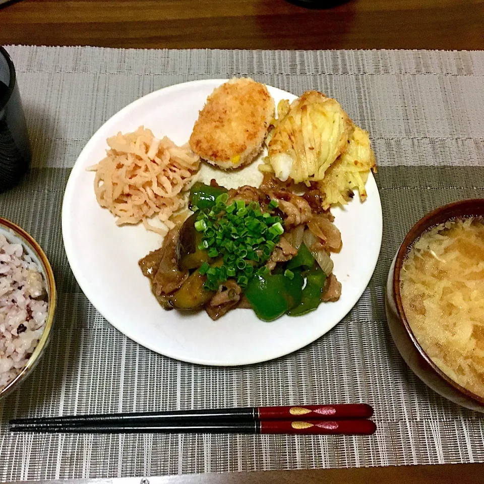 はんぺんコロッケ、鱈のポテト焼き、なすと豚とピーマンの生姜焼き風|たまさん