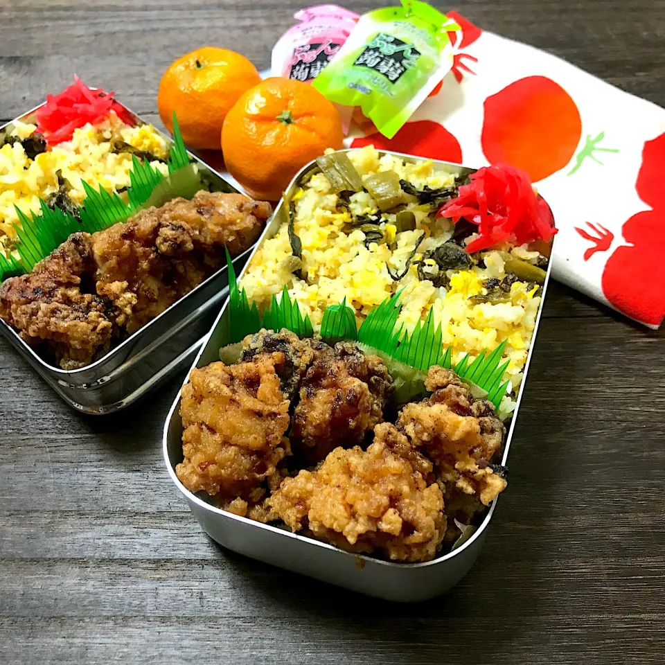 今日の娘と自分お弁当🍱
ピリから高菜明太チャーハン|mihooobuuさん