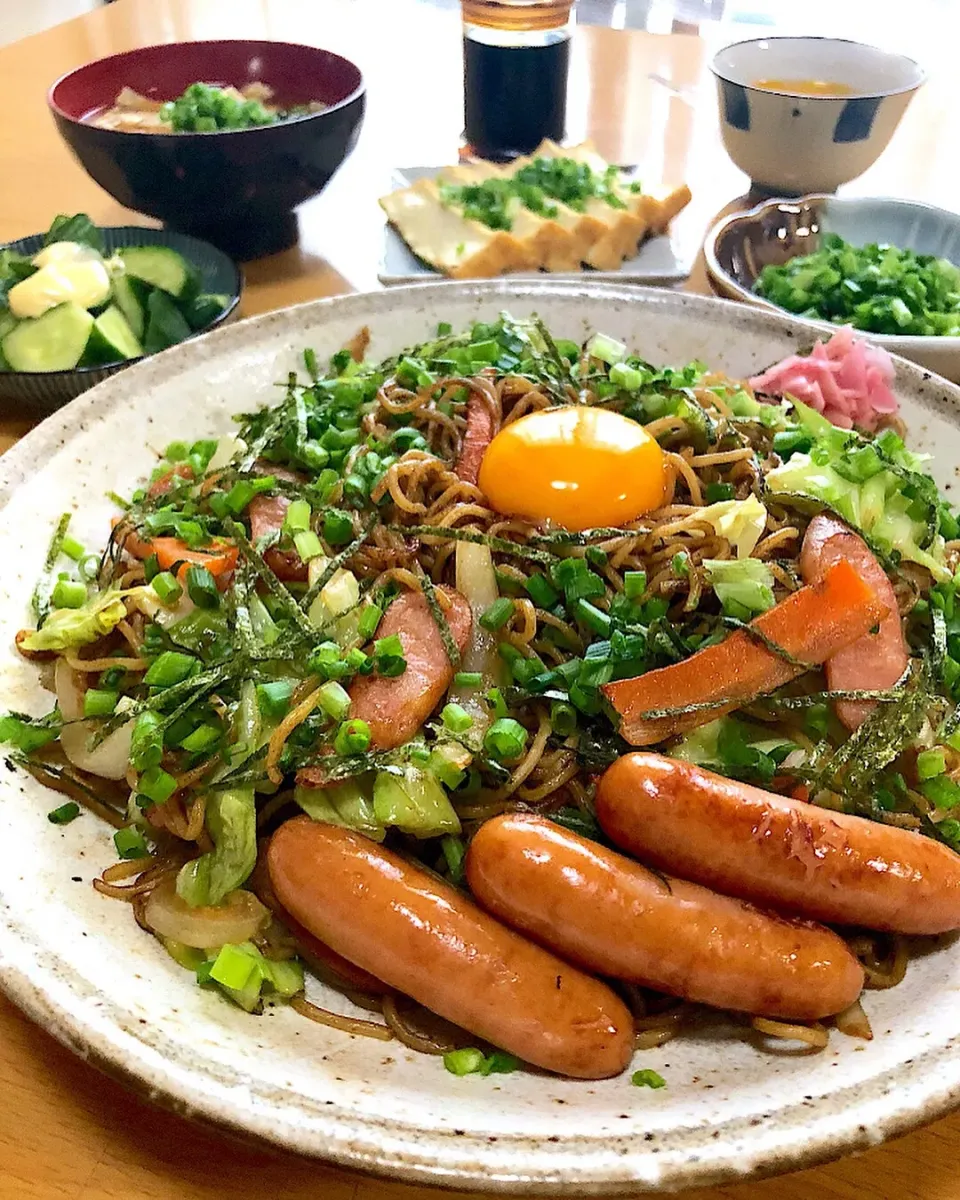 ねぎ玉TKY焼きそば つけ麺すき焼き風|ガク魁‼︎男飯さん