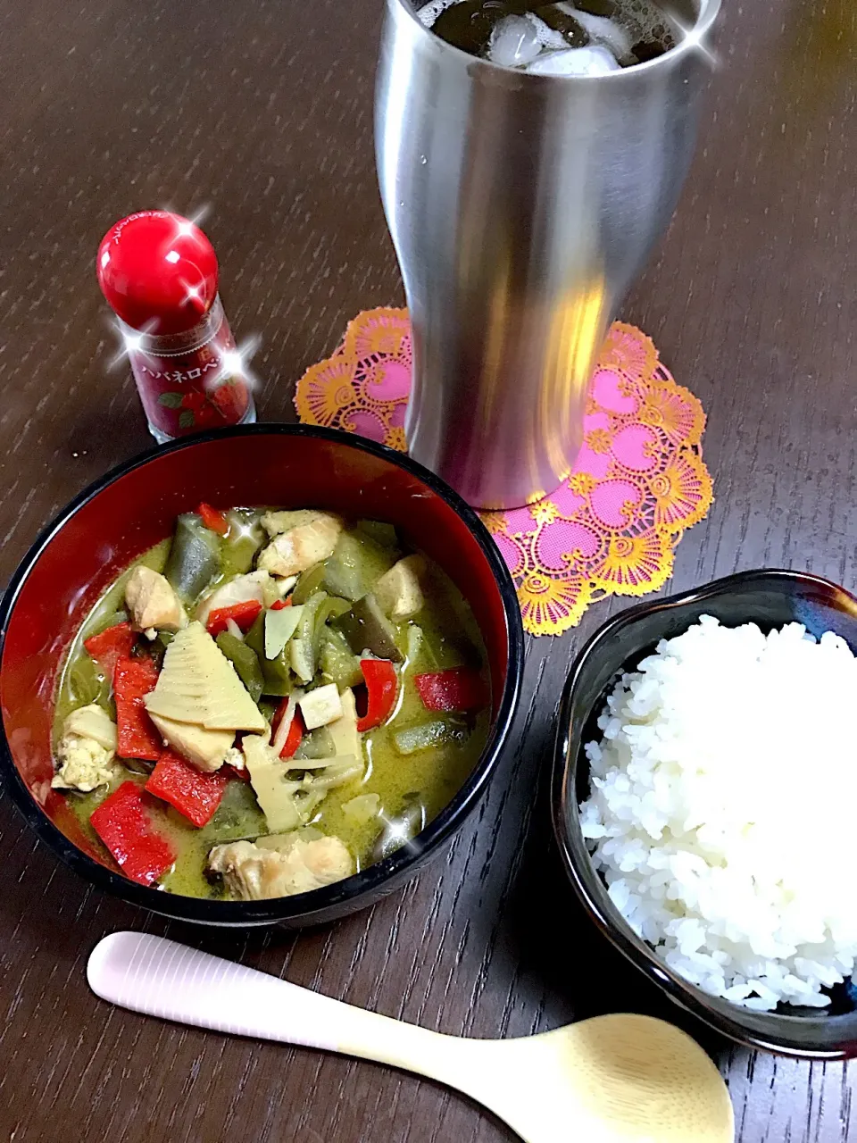 Snapdishの料理写真:グリーンカレー❣️１人お昼ご飯|Mjunirさん