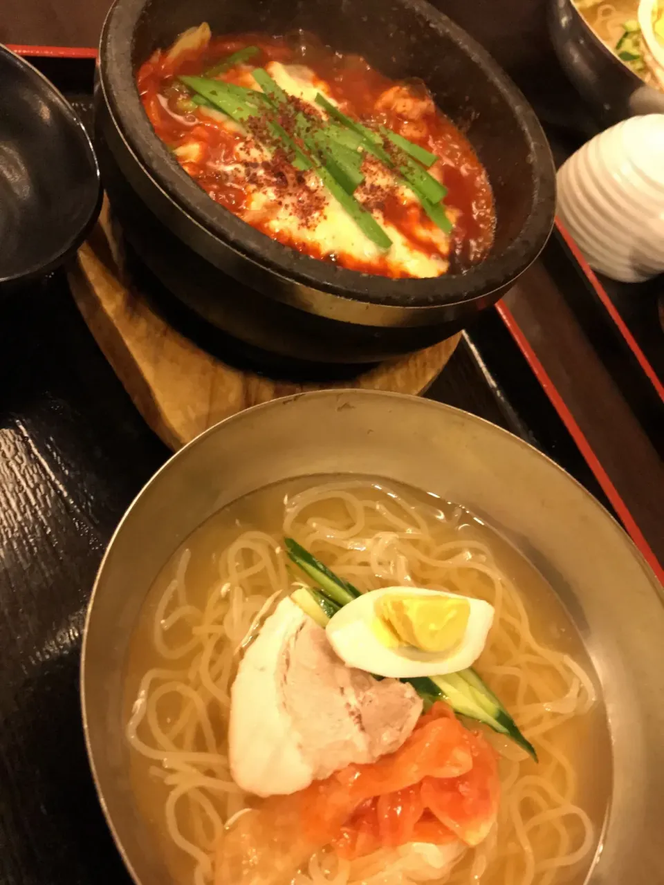 5月18日晩ご飯。仕事帰りにお風呂屋さん♨️
チーズタッカルビハーフと冷麺ハーフセット。|あやさん