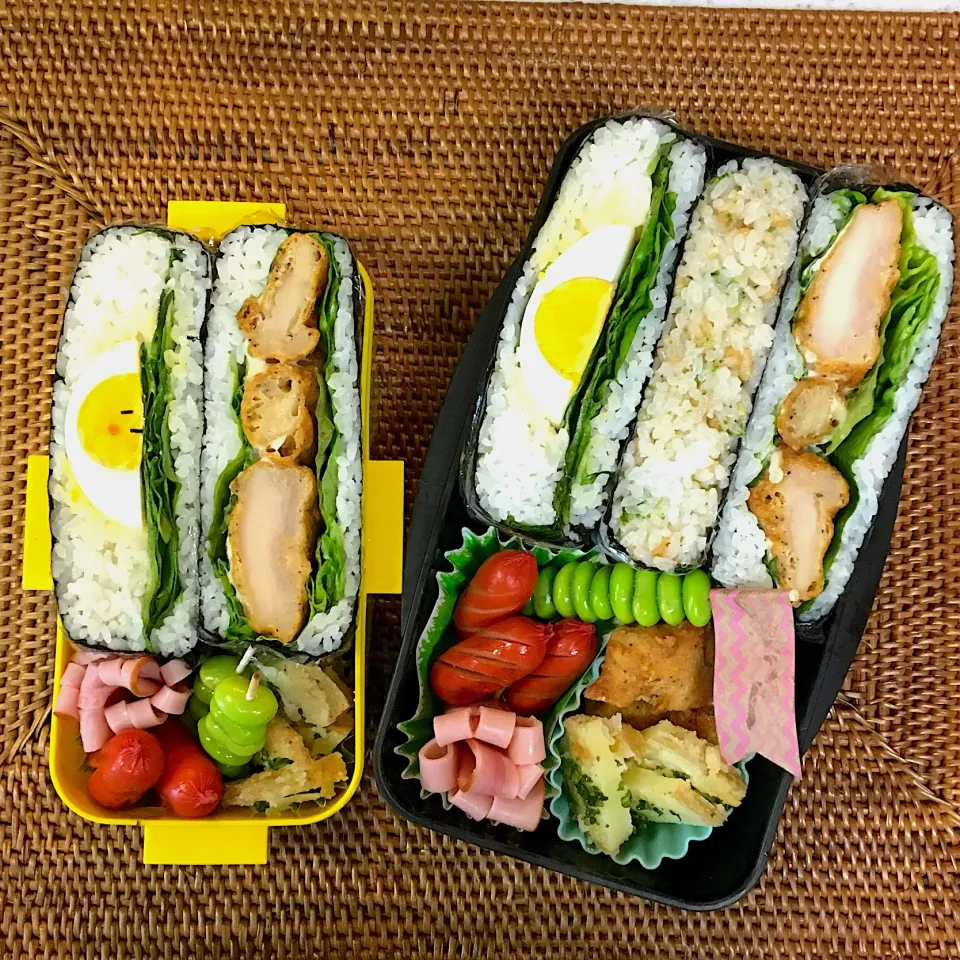 Snapdishの料理写真:#中高生弁当  #部活弁当 #おにぎらず #ひょっこり…w|よちこさん