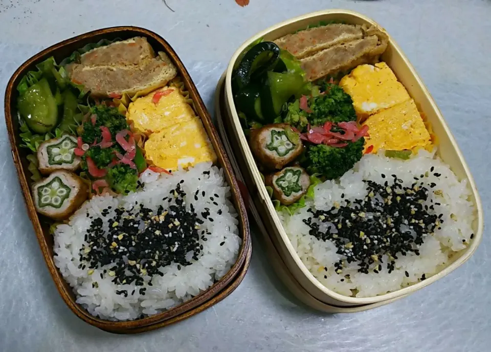 今日のお弁当

オクラの肉巻き
マヨ明太卵焼き
肉詰いなり煮
ブロッコリーと干しエビのナムル
🥒の浅漬(塩昆布、柚子入り)

#曲げわっぱ弁当
#今日のお弁当
#スタッフ弁当
#お弁当記録|ボスママさん