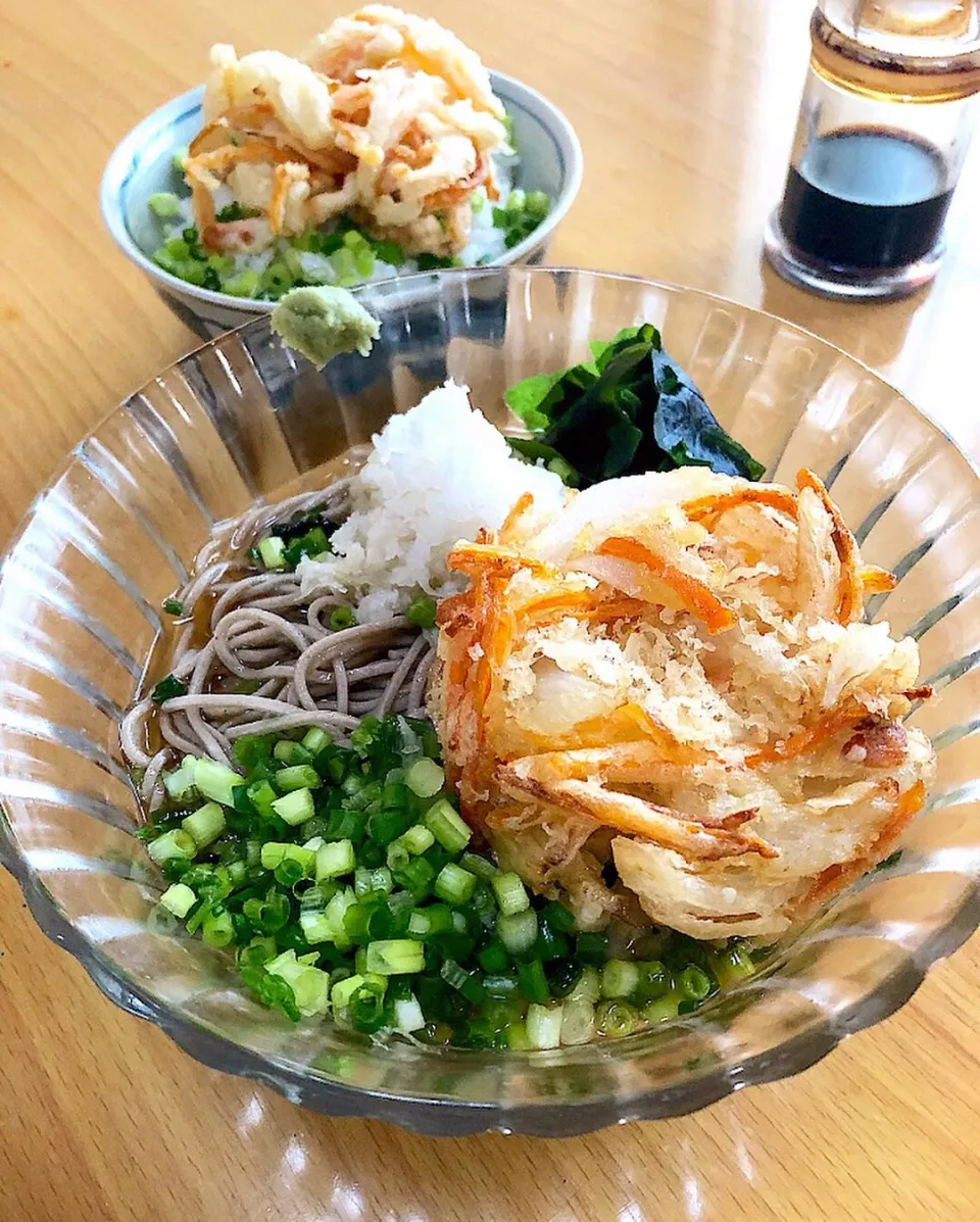 ぶっかけ鬼おろしかき揚げそば＋ミニかき揚げ丼|ガク魁‼︎男飯さん