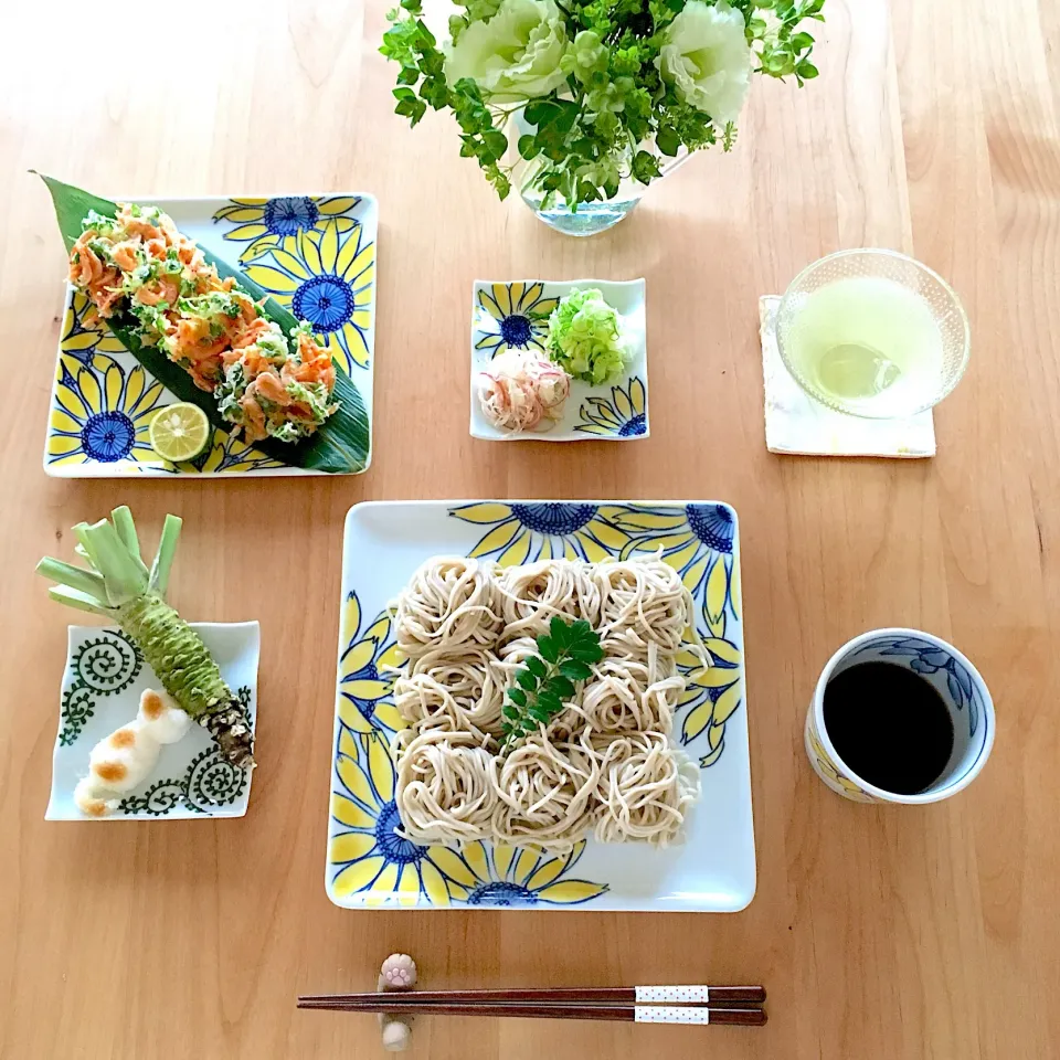 Snapdishの料理写真:お蕎麦&桜えびのかき揚げ|jarinkoさん