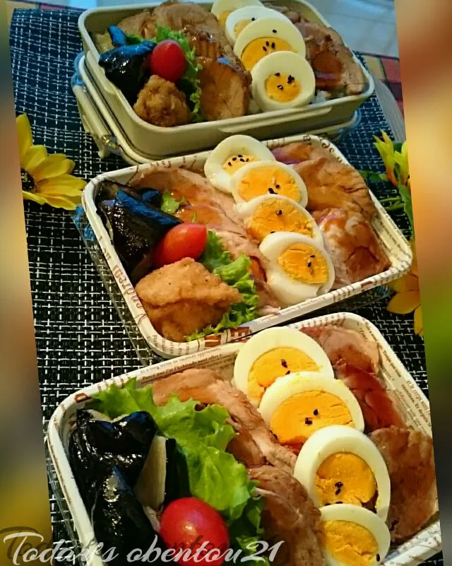 #我が家の働く男弁当 焼豚❛チャーシュー                                        ❜のっけ盛弁当❜|kimi=kimi🌼Kitchenさん