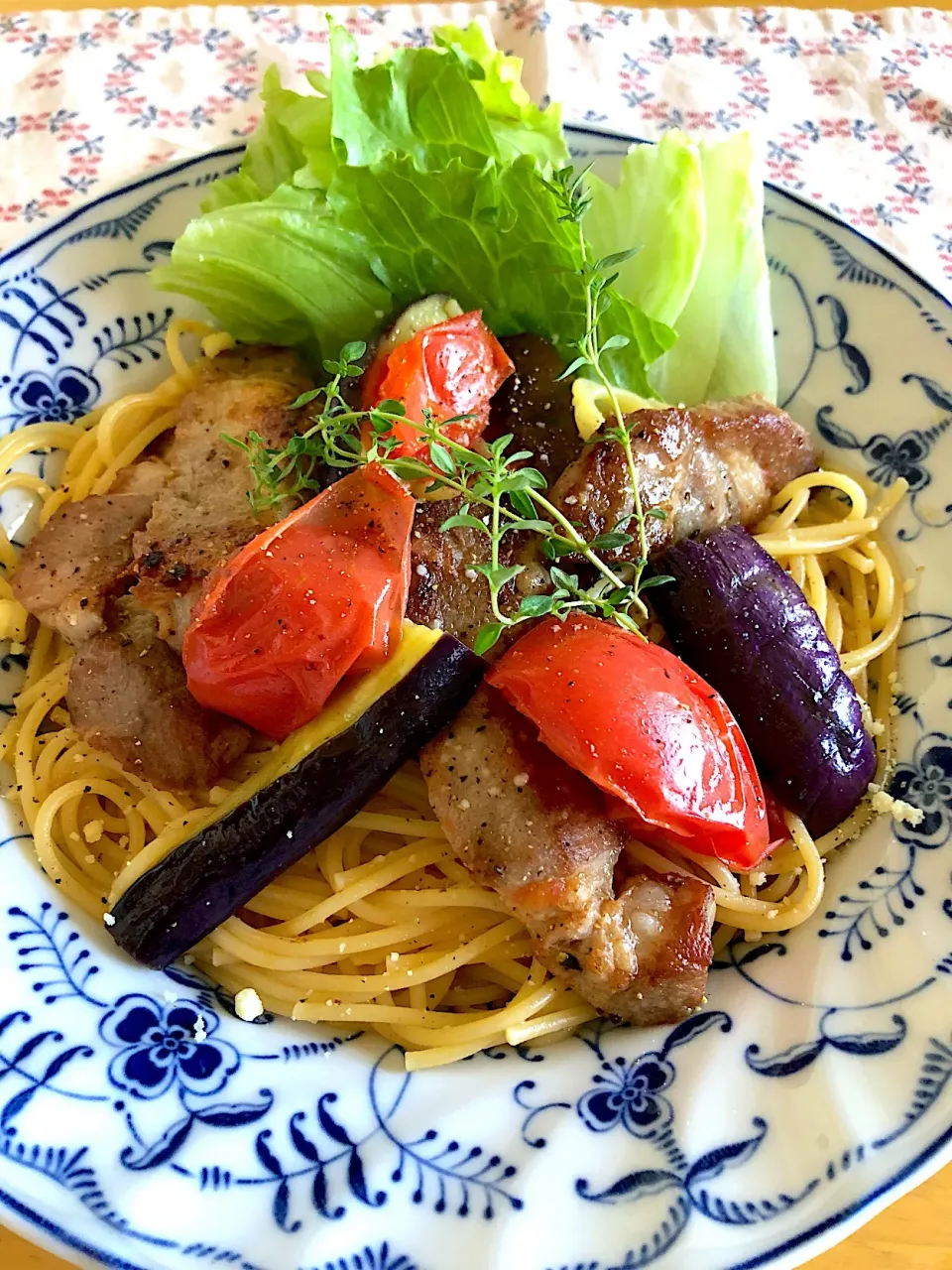 Snapdishの料理写真:#笑寅 #ドルチェポルコ🐷と夏野菜のパスタ🍝|愛ママさん