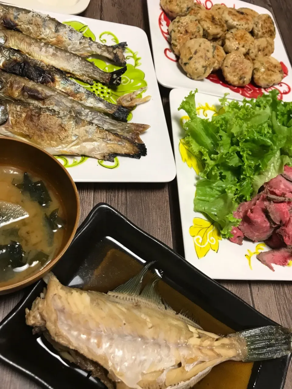 カワハギの煮付け☆ローストビーフ☆岩魚の塩焼き☆きのこ入りつくね|MEGUMIさん