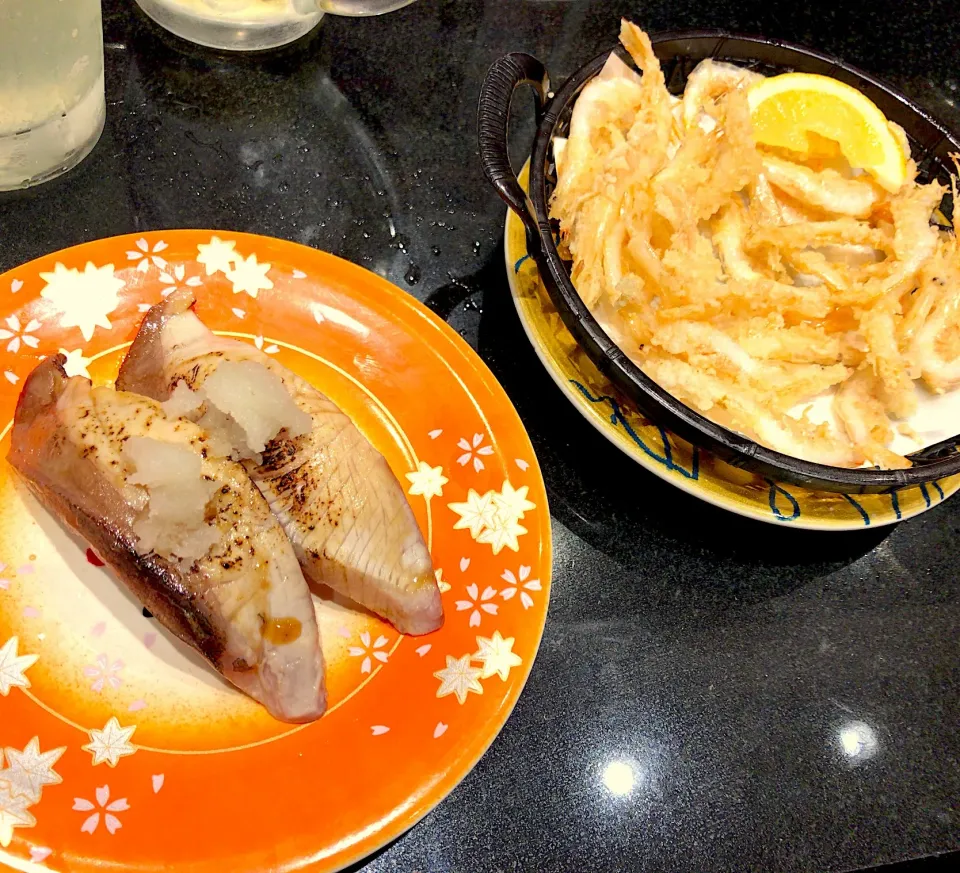 白えび唐揚げ&ブリのあぶり焼き|こぢえさん