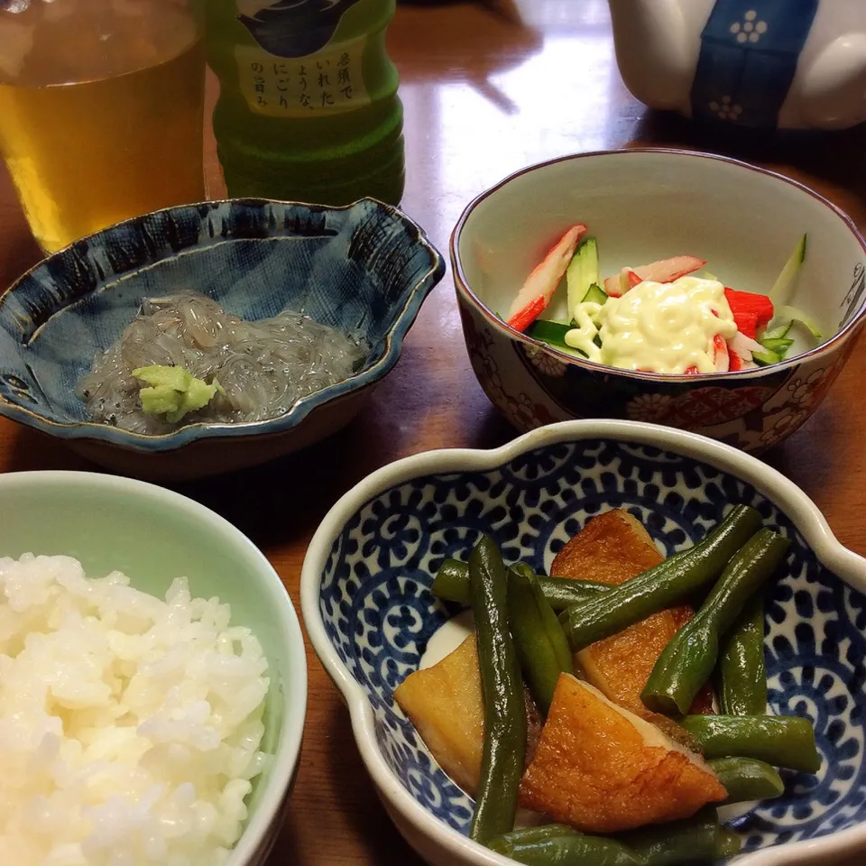 実家で早夕飯 生しらす &  さつま揚げの煮物 2018.5.21|キラ姫さん