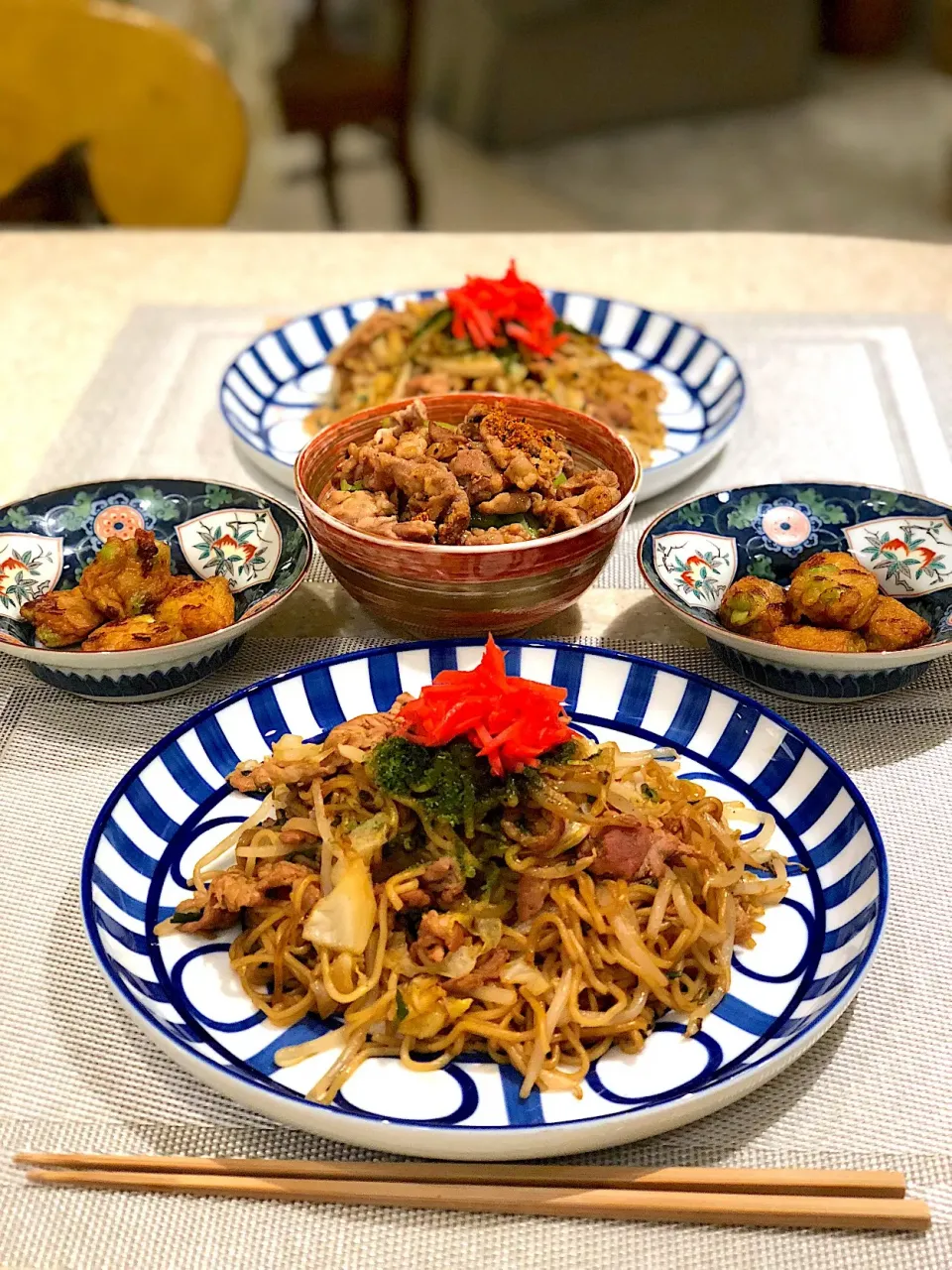 焼きそば&豚の生姜焼き丼|Mayumiさん