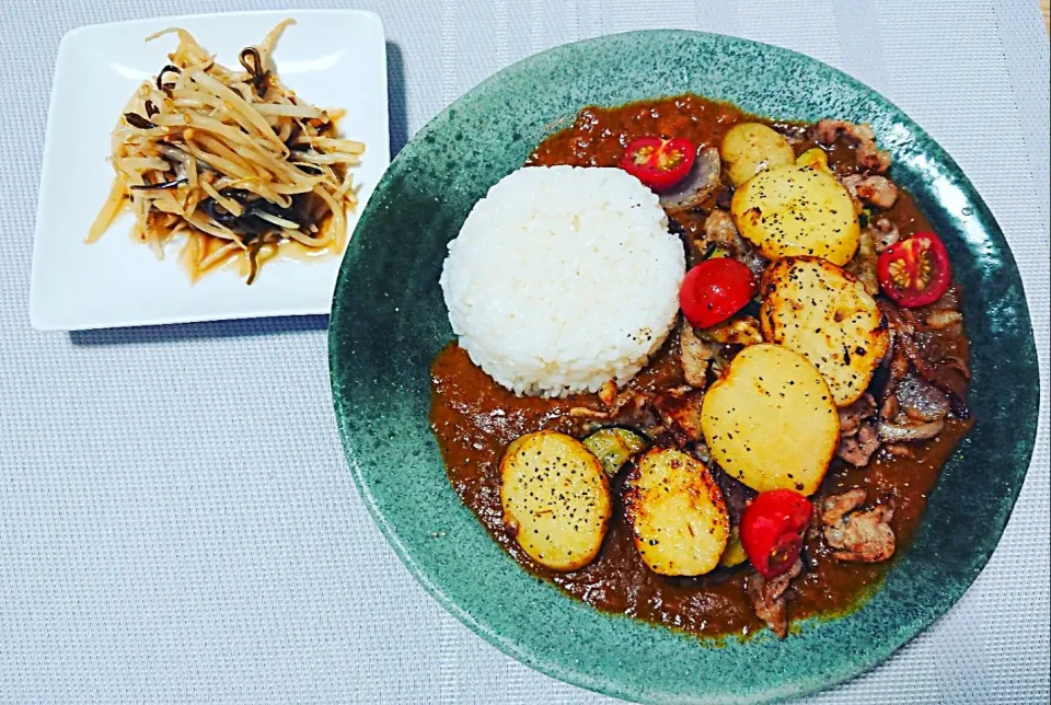 夜ご飯は甲子園カレーに野菜ソテートッピング|cookingパパ五郎さん