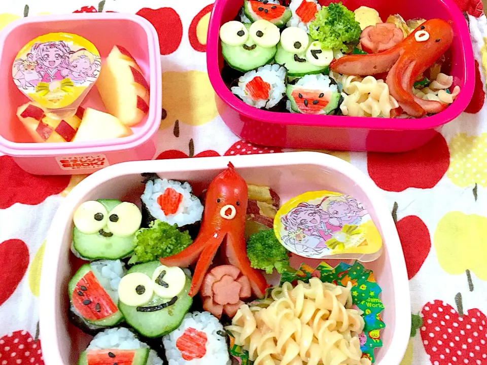 Snapdishの料理写真:幼稚園★姉妹のお弁当|おにぎりさん