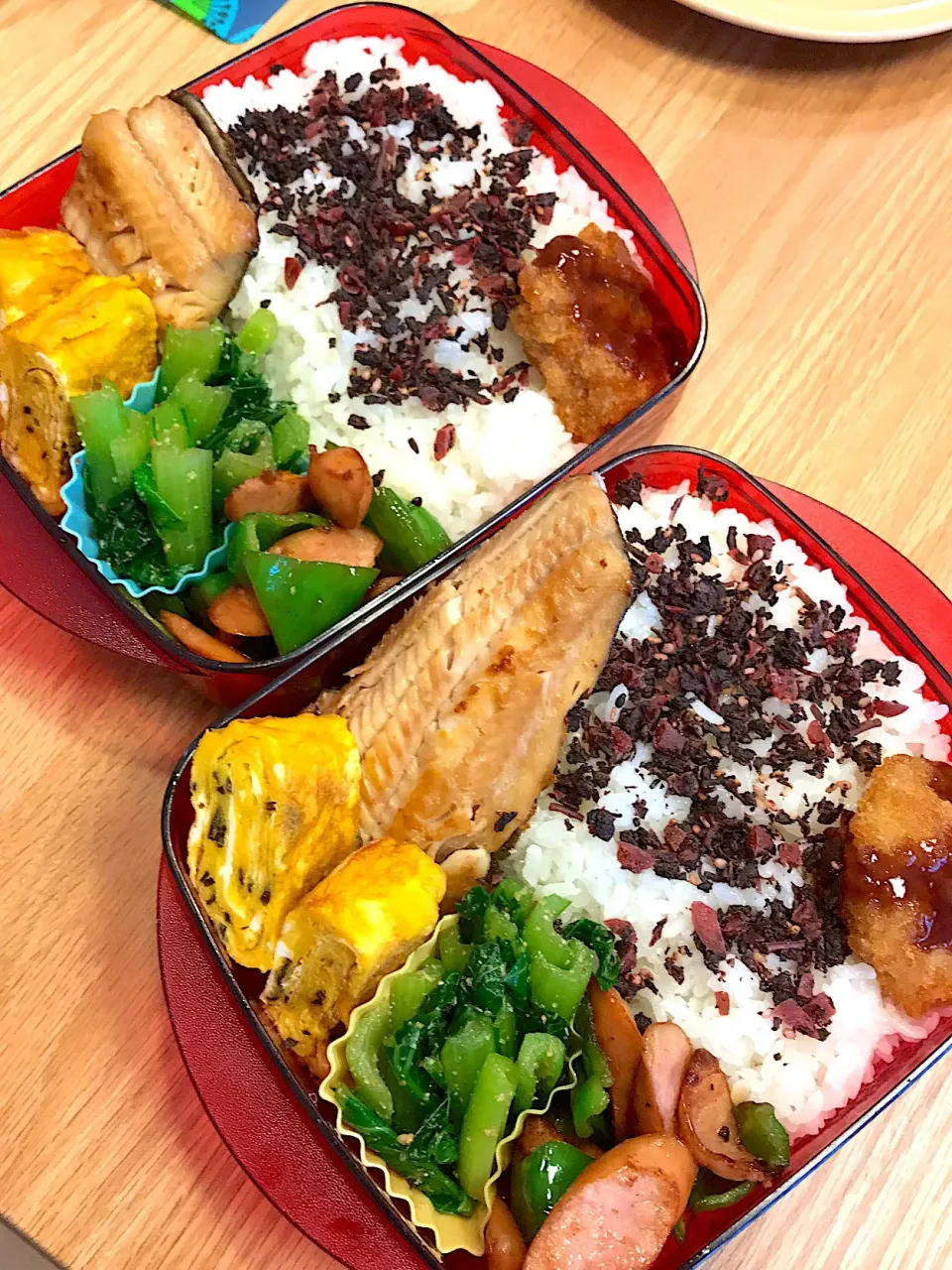 2018.5.24 中3＆高3男子ほっけ弁当〜🍱
 #高3男子弁当  #中3男子弁当  #お弁当  #ほっけ焼き|mari-pさん