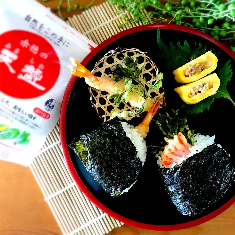 海老天、タラの芽&カニカマ天の天むす🍙|呑兵衛料理家 おねこさん