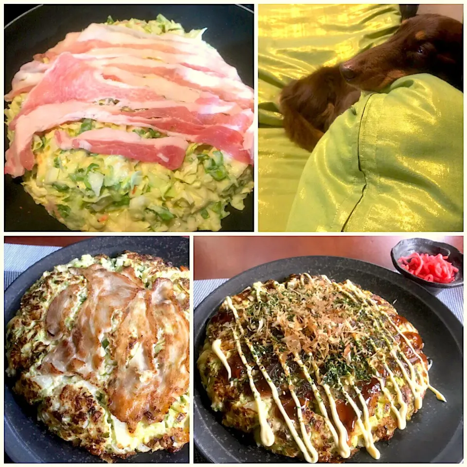 Snapdishの料理写真:Chinese cabbage&Cabbage pancake☆ｷｬﾍﾞﾂと白菜の禅食お好み焼き風ﾊｰﾌ&ﾊｰﾌ|🌈Ami🍻さん