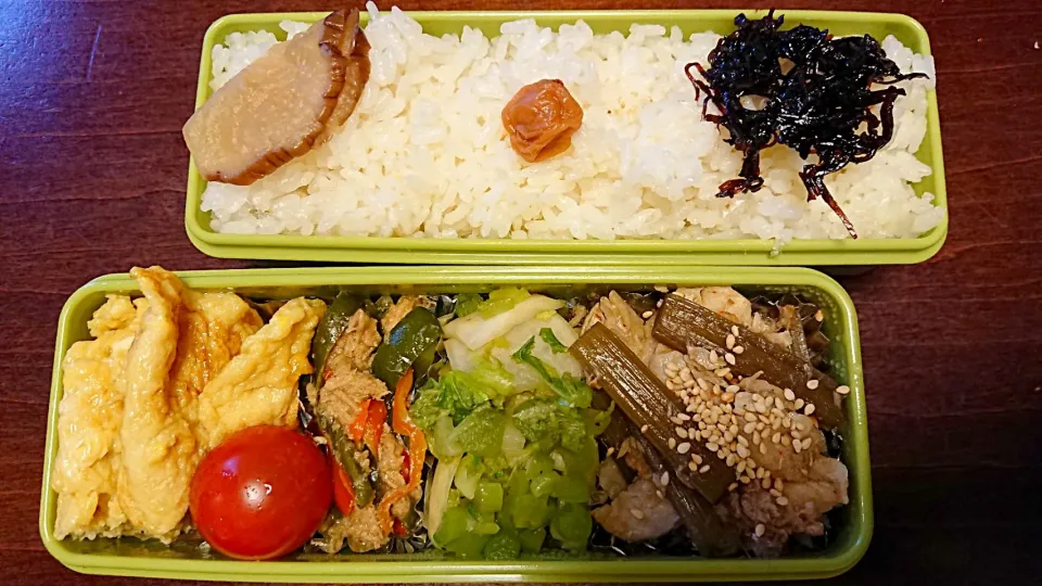 干物鯵とフキノトウの炊いたん弁当
 #今日のお弁当|りょーさん