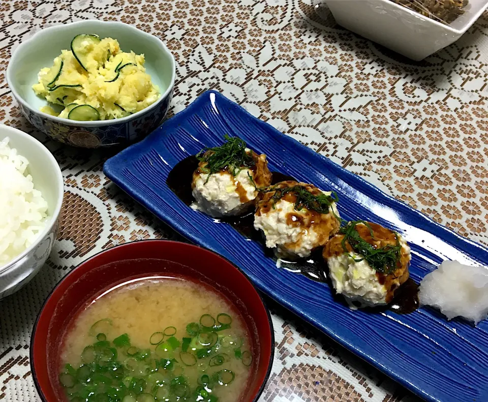 先日の夕飯   つくねみたいなヤツ|ヨシヨシさん