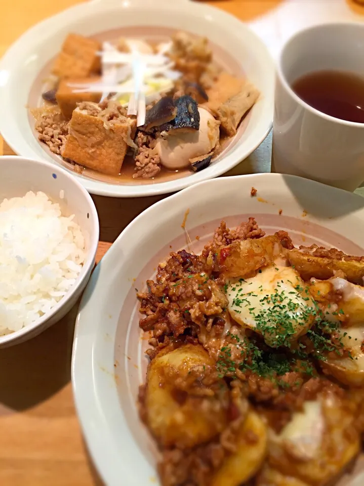 ポテトのチーズ焼き 厚揚げと切り干し大根と卵の煮物|mafuyuさん