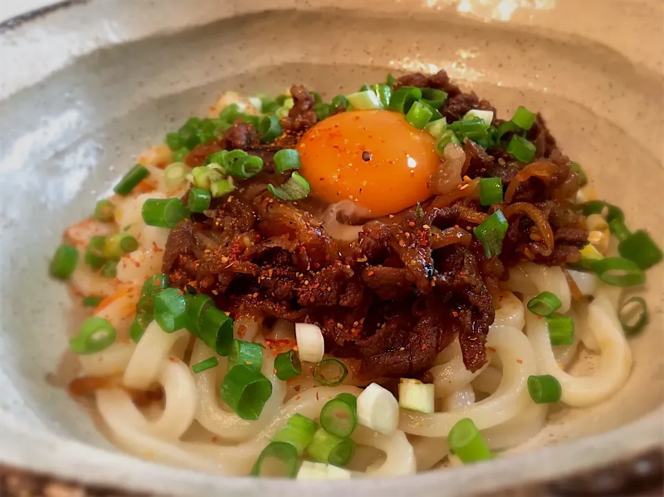 釜玉うどん☆新生姜と牛肉のしぐれ煮のせ|Yochipyさん