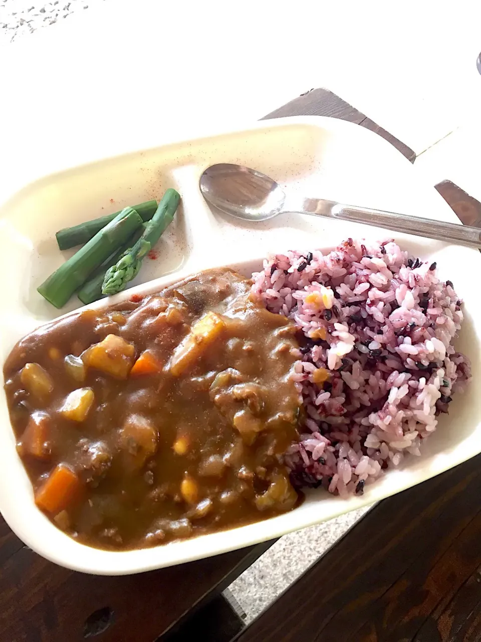 鹿肉キーマカレー&黒米ご飯|みゃ〜・はつさん